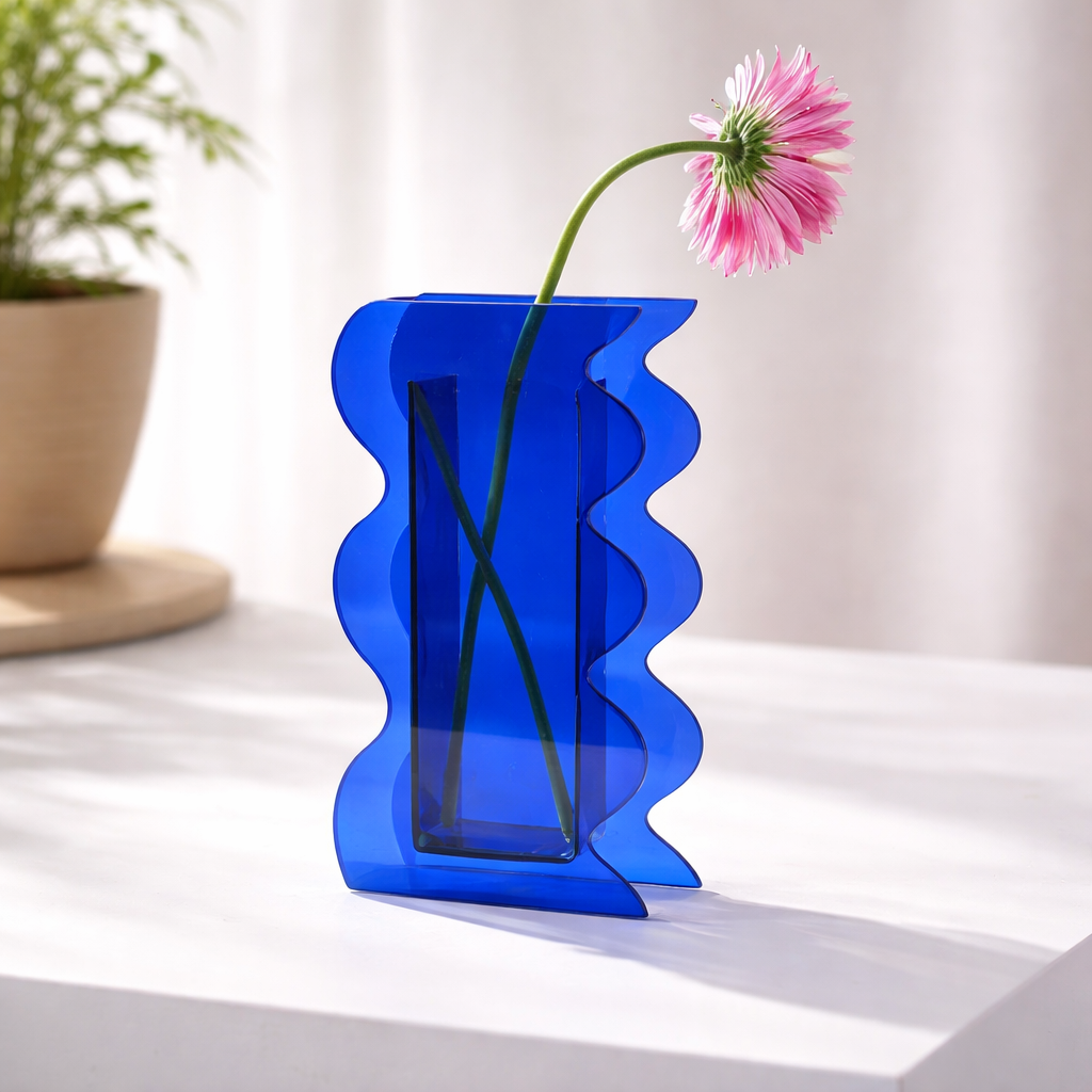 Klein Blue Acrylic Geometric Vase